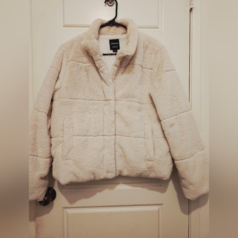 Cavalini Outerwear Women's Plush Cream Teddy Jacket